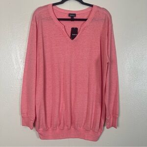 torrid Pink V-Neck Long Sleeve Pullover Sweater